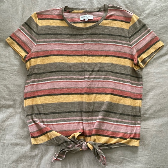 Madewell Texture & Thread Modern Tie-Front Top in Kieran Stripe Size Medium - Picture 5 of 12